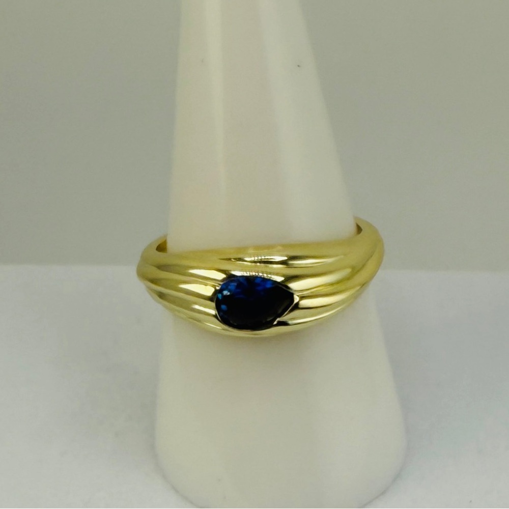 Pavoi Genuine Blue Sapphire 14K GP Size 9 New!